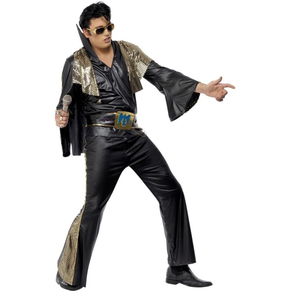 Elvis Mens Elvis Costume Set / Black/Gold